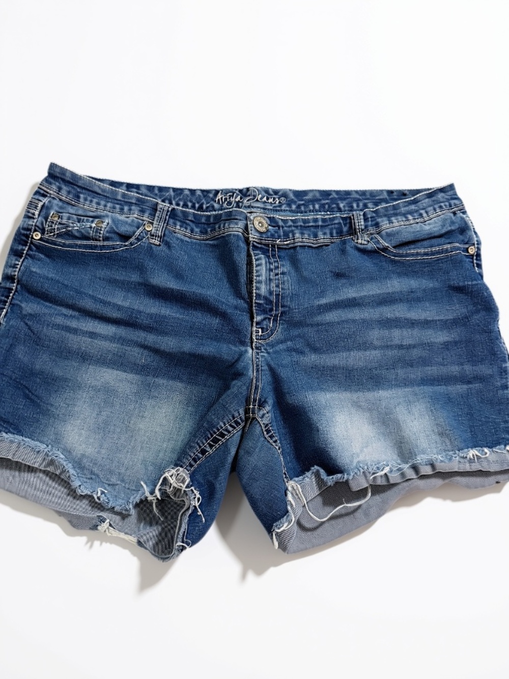 Ariya Jeans Size 24 Denim Shorts Distressed Raw Hem Plus Size